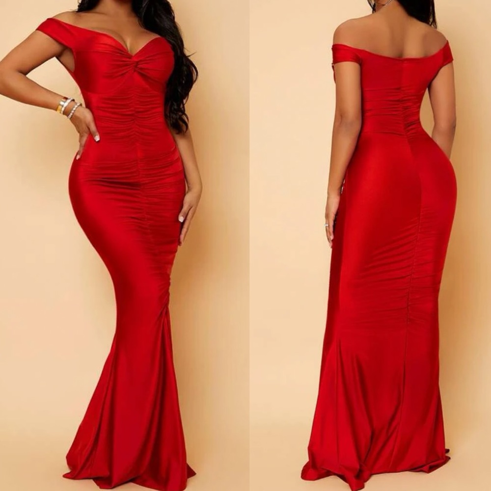 Luxe twist front party formal evening bridesmaids prom mermaid hem dress